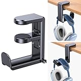 Coolpow Gaming Headphone Stand for Desk【360°Rotating】PC Headset Holder for Desk Hook Mount, Headset Stand Holder Clip Under Desk Headphone Hanger for Airpods Max, HyperX, Sennheiser All Headphone Size