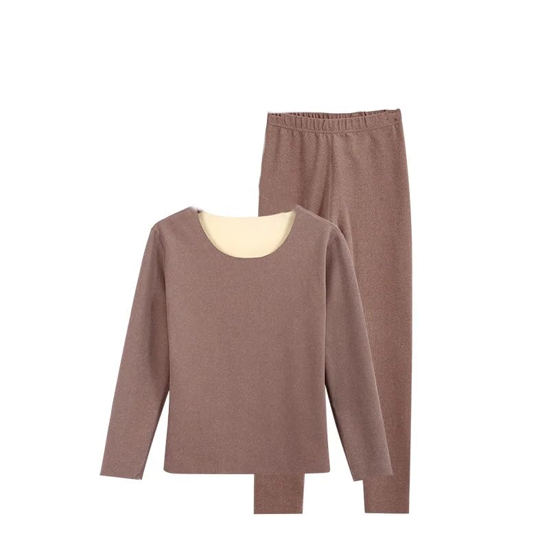 OFFSUM Ropa Interior Térmica Mujer - Conjunto De Ropa Interior Térmica Gruesa para Mujer, Lencería Ajustada De 2 Piezas, Tops Cálidos De Invierno + Pantalones, Ropa De Descanso De Talla Grande