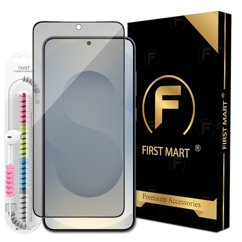 Image of FIRST MART Matte Anti-Glare Tempered Glass for Samsung Galaxy S25 and Samsung S24 With Installation Kit | Military-Grade Gaming Screen Protector & Cable Guard | Edge to Edge Coverage | Black
