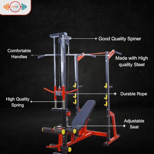Image of GYM24 EQUIPMENTS Super 20in1 Home Gym Machine | Home Gym Machine | Chest, Bicep, Tricep,Back Workout | Ultimate Strength Training (Red & Black )