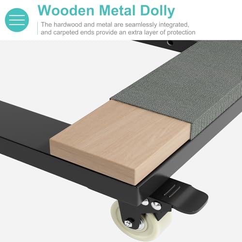 Heavy Duty Adjustable Furniture Moving Dolly - Furniture Movers with 4 Swivel Casters Wheels, Small Wood & Metal Floor Flat Dollies Cart, Set of 2 - Image 6