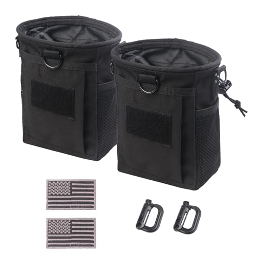 XTACER Tactical Molle Dump Pouch Storage Bag Versatile Pouch Drawstring Magazine Military Utility Belt Ammo Pouch (Black (2-Pack))