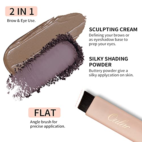 Oulac Waterproof Eyebrow Powder Gray Kit With Brow Brush 2 In1 Long Lasting Instant Eyebrow Pomade & Powder Natural Makeup For Sparse Brows 3.2 G/0.11 Oz (Strawburn） #TOP7