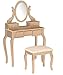 Roundhill Furniture Ashley Wood Makeup Vanity Table and Stool Set, Gold