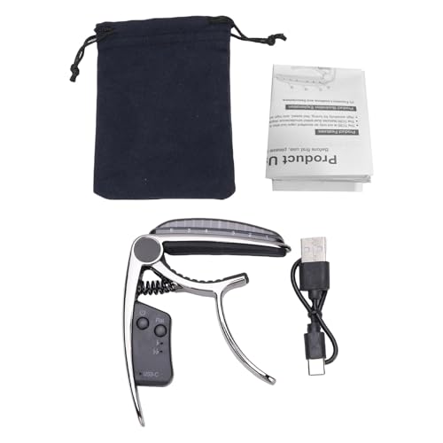 Accordeur de capodastre de guitare 2 en 1 rechargeable avec batterie et écran LED noir