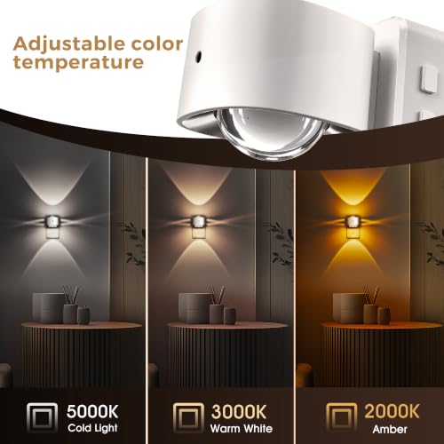 Image of L LOHAS LED Night Light Projector, Night Lights Plug into Wall, 2000K /3000K /5000K Adjustable Color Temperature Nightlight, Rotating White Nightlight with Light Sensor for Bathroom, Hallway, 1 Pack