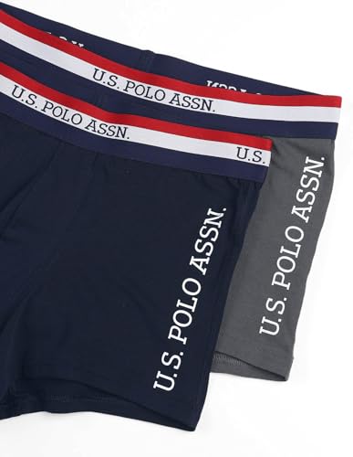 Image of U.S. Polo ASSN. Mens ET002 Anti Microbial Branded Stretch Cotton Underwear Trunk -Pack of 2