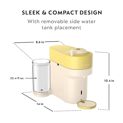 Image of Nespresso Limited-Edition Vertuo Pop+ Coffee and Espresso Maker by De'Longhi, Pastel Yellow (Renewed)
