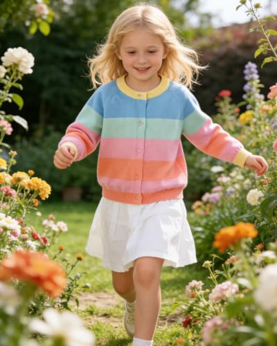 Image of CM-Kid Girl's Knit Sweater Cardigan Heart Long Sleeve Button Up Jacket Coat