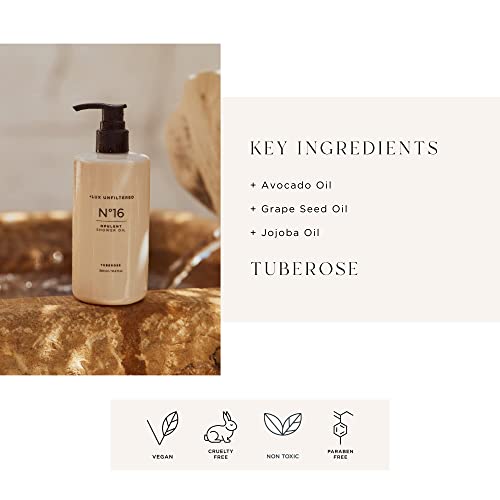 + Lux Unfiltered N°16 Opulent Shower Oil In Tuberose - Luxurious Hydrating Full Body Oil Cleanser - For The Shower Or Bath - Gluten Free, Cruelty Free, & Vegan - For Men & Women #TOP1