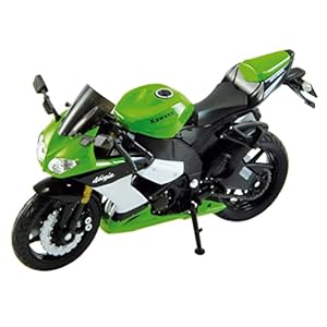 Welly Die Cast Motorcycle Green Kawasaki 2009 Ninja ZX-10R, 1:18 Scale