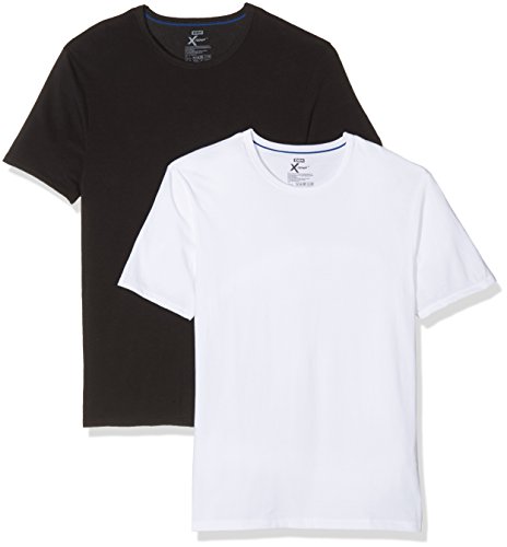 Dim - X-Temp - Maillot de corps col rond - Uni - Homme - Noir (Blanc/Noir) - Medium (Taille fabricant: 3) Lot de 2