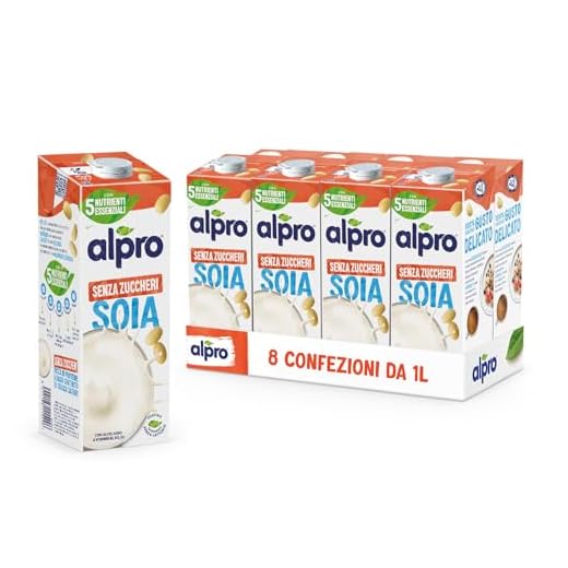 ALPRO SENZA ZUCCHERI, Bevanda alla SOIA, 8 confezioni da 1 Litro