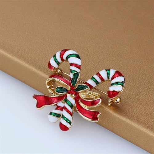 Image of Christmas Brooch Pins Crystal Christmas Tree Snowflake Jingle Bell Reindeer Enamel Brooches Holiday Party Gift for Women