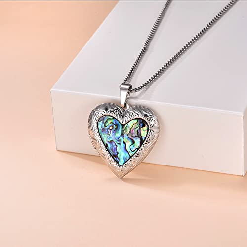 Heart Locket Necklace That Holds 2 Pictures Abalone Shell Locket Necklace Memorial Photo Locket Personalized Any Photo Healing Gift For Women Girls Christmas Graduation Day #TOP3