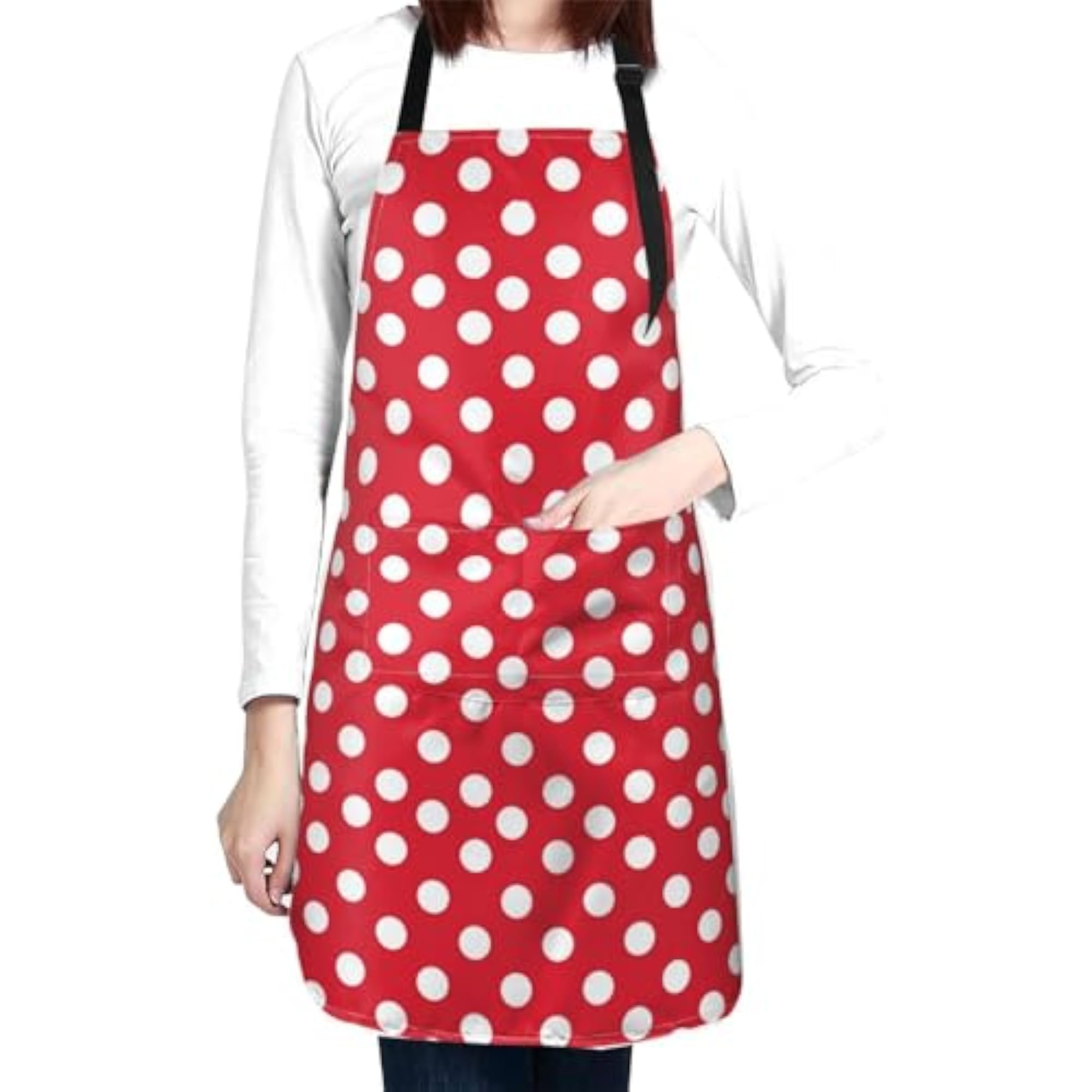 Red Polka Dot Apron with Pockets