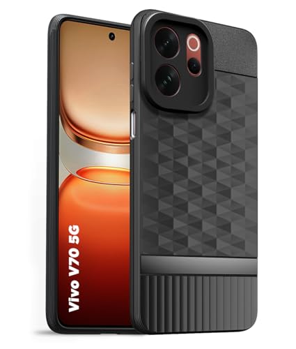 Image of Back Cover for Vivo V70 Elite 5G Camera Protection 3D Hexa Cube Design Silicone Protective Bumper Back Cover Case for Vivo V70 Elite 5G - Black