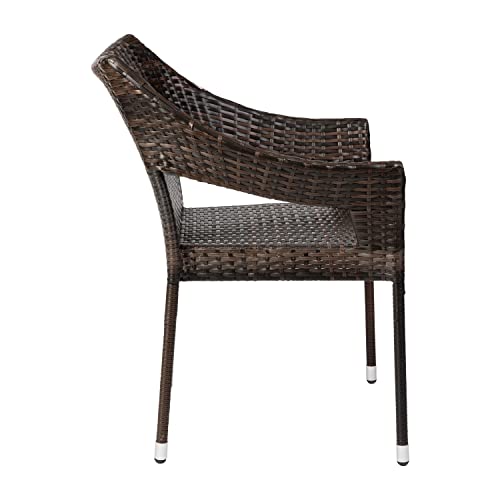 Flash Furniture Rattan Indoor/Outdoor Stackable Dining Chair, Espresso by Flash Furniture - Used condition - Image 9