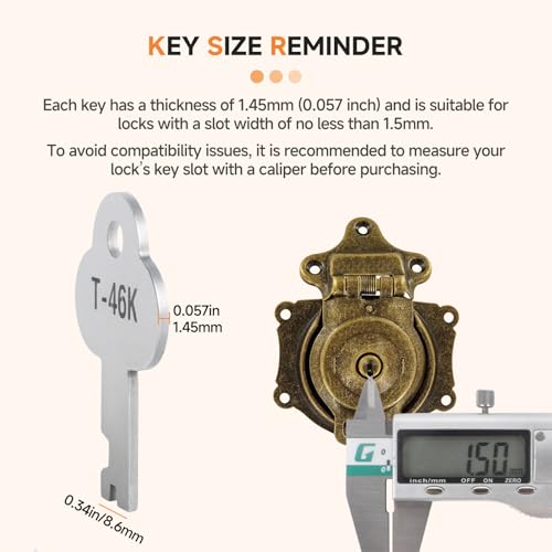 (4-Pack) T-46K Trunk Lock Keys Replacement, Compatible with G‑1 & G‑3 Series Locks on Vintage Trunk, Antique Steamer Trunk, Also Fits 3815 & 3835 Series Trunk Lock, Replaces N-3815K2