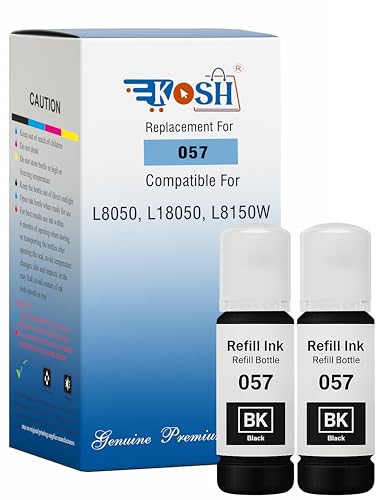Image of KOSH 057 Black Refill Ink Suitable for L8050, L18050, L8150W Printers (70ml X 2Bottle)