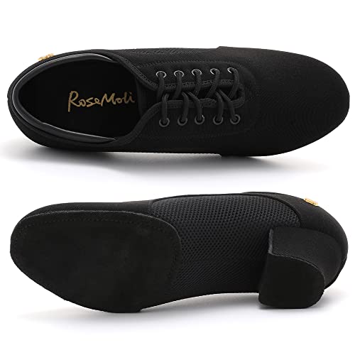 Rosemoli Women's Latin Dance Shoes Lace-Up Ballroom Modern Salsa Rhythm Teaching Practice Professional Performance Dance Shoesblack-2 #TOP1