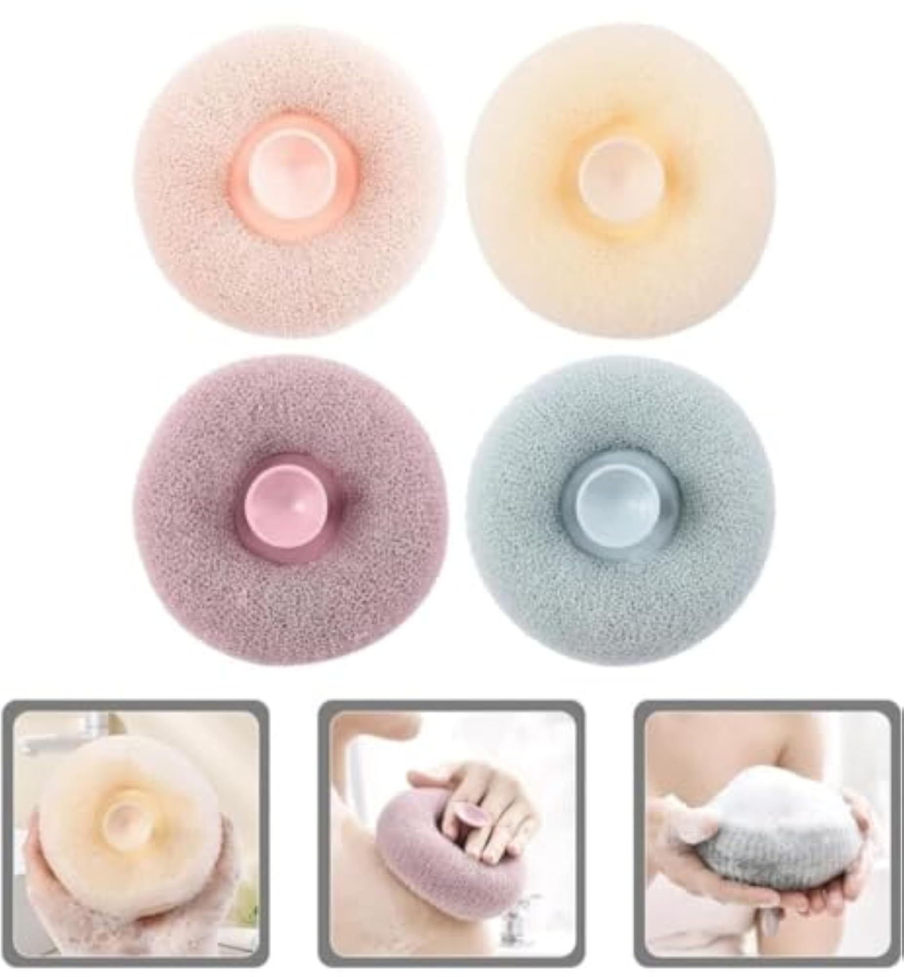 Bath Sponge Cleaning Brush with Suction, Exfoliating Sponge
