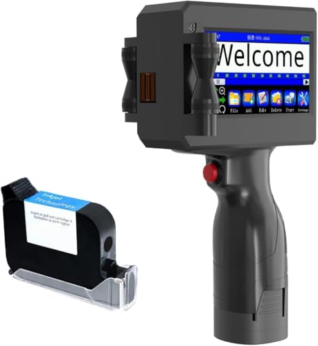 Impressora Jato de Tinta Portátil com Cartucho de Tinta Incluso, Tela Touch 4,3", Resolução até 600DPI, Velocidade 40m/min, Bivolt 127/220V Bateria 2000mAh, Imprime Texto, Data, Logo, Código de Barras