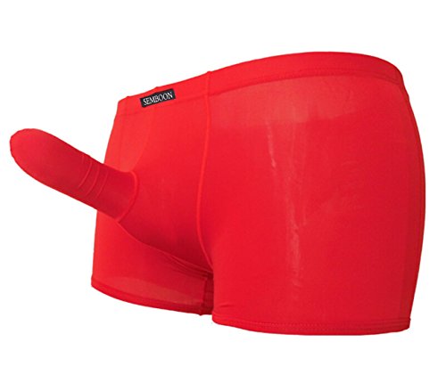 Semboon Men's Long Penis Sheath Pouch Bulge Boxer Briefs Underwear Underpants