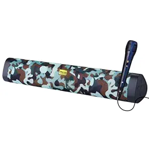 WOOS Tri Fusion Soundbar Bluetooth 5.0 FM Radio Wired Mic Aux/USB/TF Inputs Rechargeable Portable Stylish Design(Green)