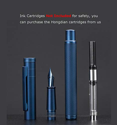 Image of Dark Blue Forest Fountain Pen Extra Fine Nib Classic Design with Converter and Metal Pen Case Set by Asvine