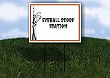 EYEBALL SCOOP STATION Halloween Skeleton UP ARROW 1 Single Sided 18x24 in Yard Road Sign w/stand