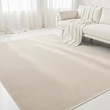 Interiyou handgewebter Baumwollteppich Riga - 140x200 cm Creme - Handwebteppich für Wohnzimmer, Schlafzimmer - 100% Handarbeit Naturfaser Teppich Flachgewebe
