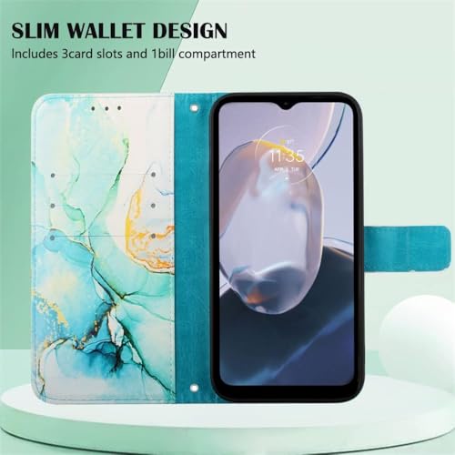 Image of ClickCase for Redmi Note 15 Pro 5G Marble Series Faux Leather Back Case Card Holder Wallet with Magnetic Closure Flip Cover for Redmi Note 15 Pro 5G (Marble Green)