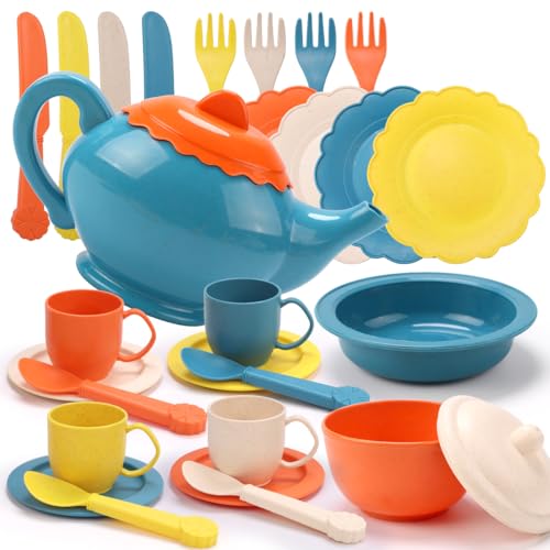 RUIDYA Pretend Play Kitchen Accessories Kids Kitchen Toys for Boys Girls 3+ Year Old Afternoon Tea Party Playset Toys Christmas New Year Toy Gifts for Children
