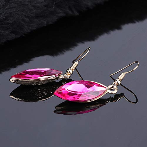 Women Wedding Jewelry Set Crystal Flower Luxury Bridal Necklace Earring (Rose Red) #TOP5