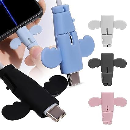 Cable Protective Silicon Cover Angel Wings Data Cable Protector Charging Cables Anti-Break Cord Saver Silicone Styling USB Sleeves Anti-fold Durable Protective Cable Cover Multicolour (6pcs)-image-7