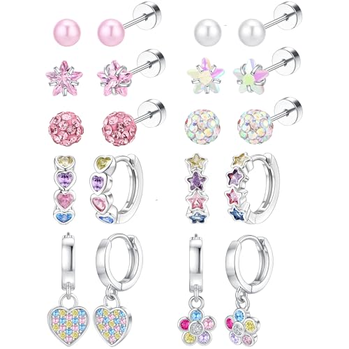 Hypoallergenic Earrings For Girls Women Surgical Stainless Steel Screw Back Earrings Set For Sensitive Ears Toddler Earrings