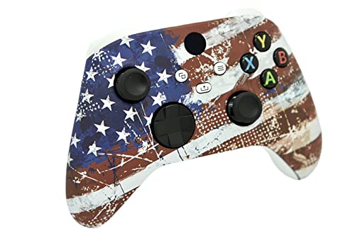 Image of Hand Airbrushed Fade Custom Controller Compatible with Xbox Series X /S & Xbox One (Series X /S U.S Flag /White)