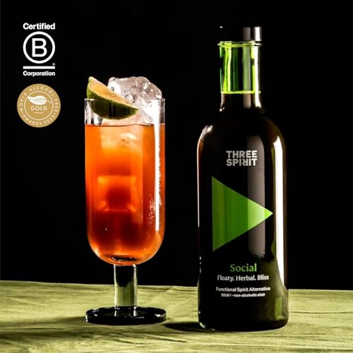 Image of Three Spirit Non-Alcoholic Alternative Spirit - The Social, 50cl | Adaptogens, Cacao, Damiana & Lion's Mane | Active Botanical, Gluten Free & Vegan Drinks