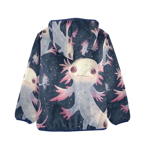 Axolotl Space Fantasy Creatures Toddler Fleece Jacket Girl Boys Hooded Fleece Jacket Coat Warm Outwear Zip-up 3-10T2