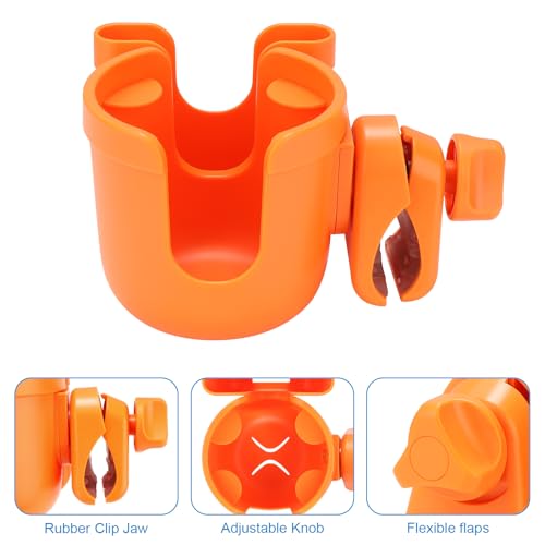 Image of Accmor Stroller Cup Holder with Phone Holder, Bike Cup Holder, Universal Cup Holder for Uppababy Nuna Doona Strollers, 2-in-1 Cup Holder for Walker, Wheelchair, Scooter