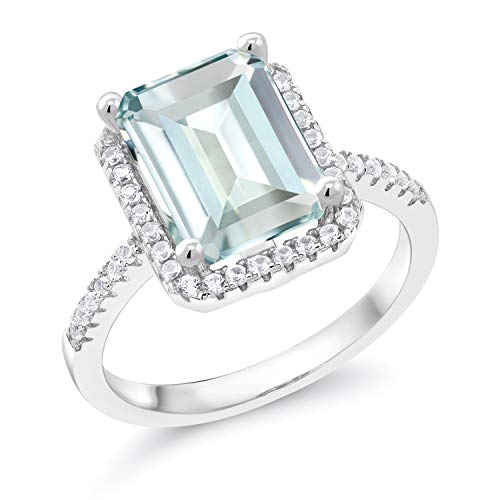 Gem Stone King 2-5 Cttw Gemstone Birthstone Engagement Ring For Women | 925 Sterling Silver | Emerald Cut 10X8MM | Wedding Engagement Anniversary Promise Ring | Available In Size 5, 6, 7, 8, 93