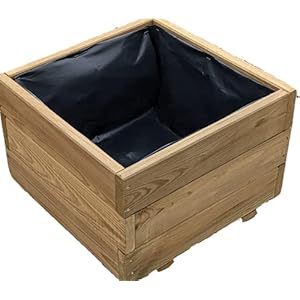 Plantenbak van hout, plantenbak voor tuinterras, houten bak, geïmpregneerd D26 (eiken, 40 x 40 x 28 cm)