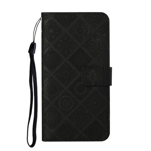 Étui pour iPhone 16 Pro Max anti-rayures : portefeuille cuir noir à rabat