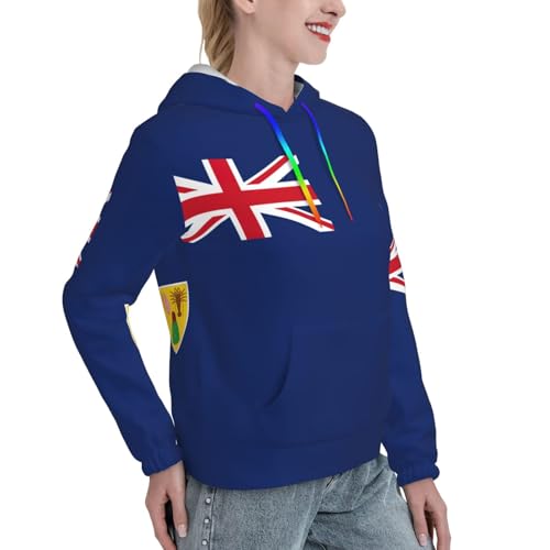 Sweat à capuche imprimé drapeau îles Turques et Caïques pull ajusté femme - 3