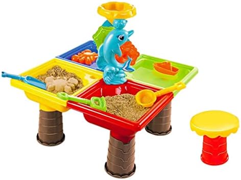 pistro Kids Sand Play Table Table 2 in 1 Summer Fun Toy Plastic Safe and Creative Play Swimming Pool Outdoor Play Sandpit - 45x45x45cm