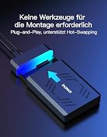 Inateck RGB 3.5 Zoll Festplattengehäuse, USB 3.0 Externes Festplattengehäuse für 2.5''/3.5'' SATA HDD und SSD, mit Erweiterungsanschlüssen und 12V/2A Stromadapter, unterstützt bis zu 20TB, FE3003 – Ansicht 8