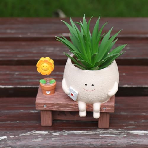 QIAOLY Sunflower Planter Pot with Drainage Hole Cute Plant Pots for Succulents Plants Live Unique Flower Pots for Indoor Outdoor Use - Image 6
