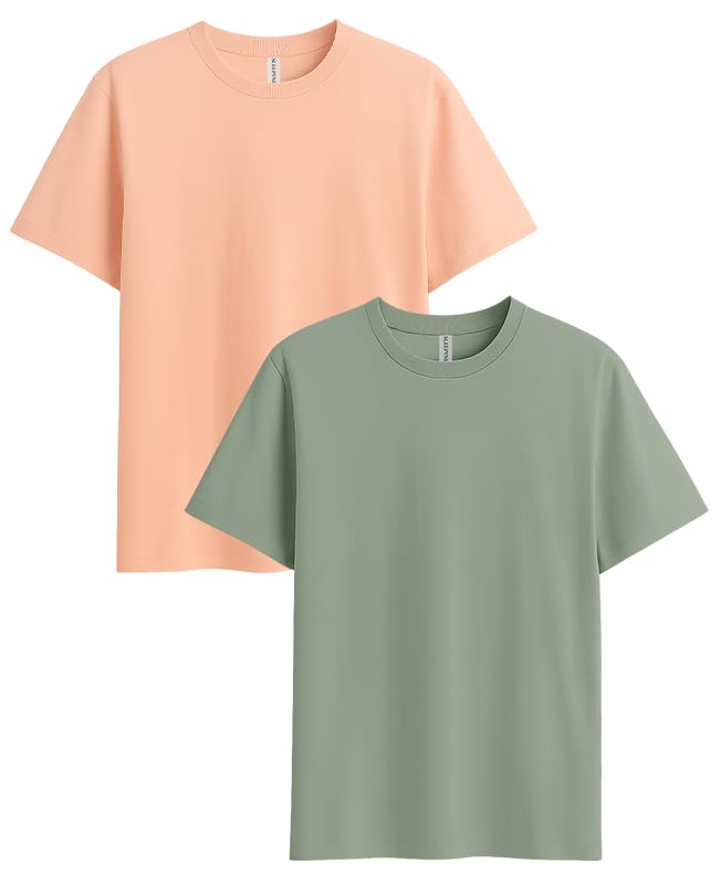 Image of Sleepynuts Women's S to 3XL Premium Half Sleeve Round Neck Plain Combed Cotton Tshirt Pack of 3 Loose Fit T-Shirts Combo