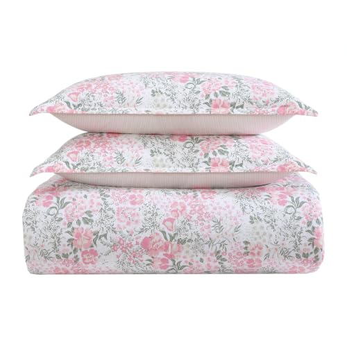 Image of Laura Ashley - Comforter Set, Soft & Breathable Bedding with Matching Shams, Romantic Floral Design (Heather Garden Pink, King)